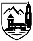 Logo of Zurich Private Tours showing Swiss mountains, Chapel Bridge, Grossmünster tower and Limmat River in minimalist design
